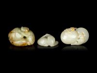 Three Chinese Jade 'Animals and Fruits' Carvings