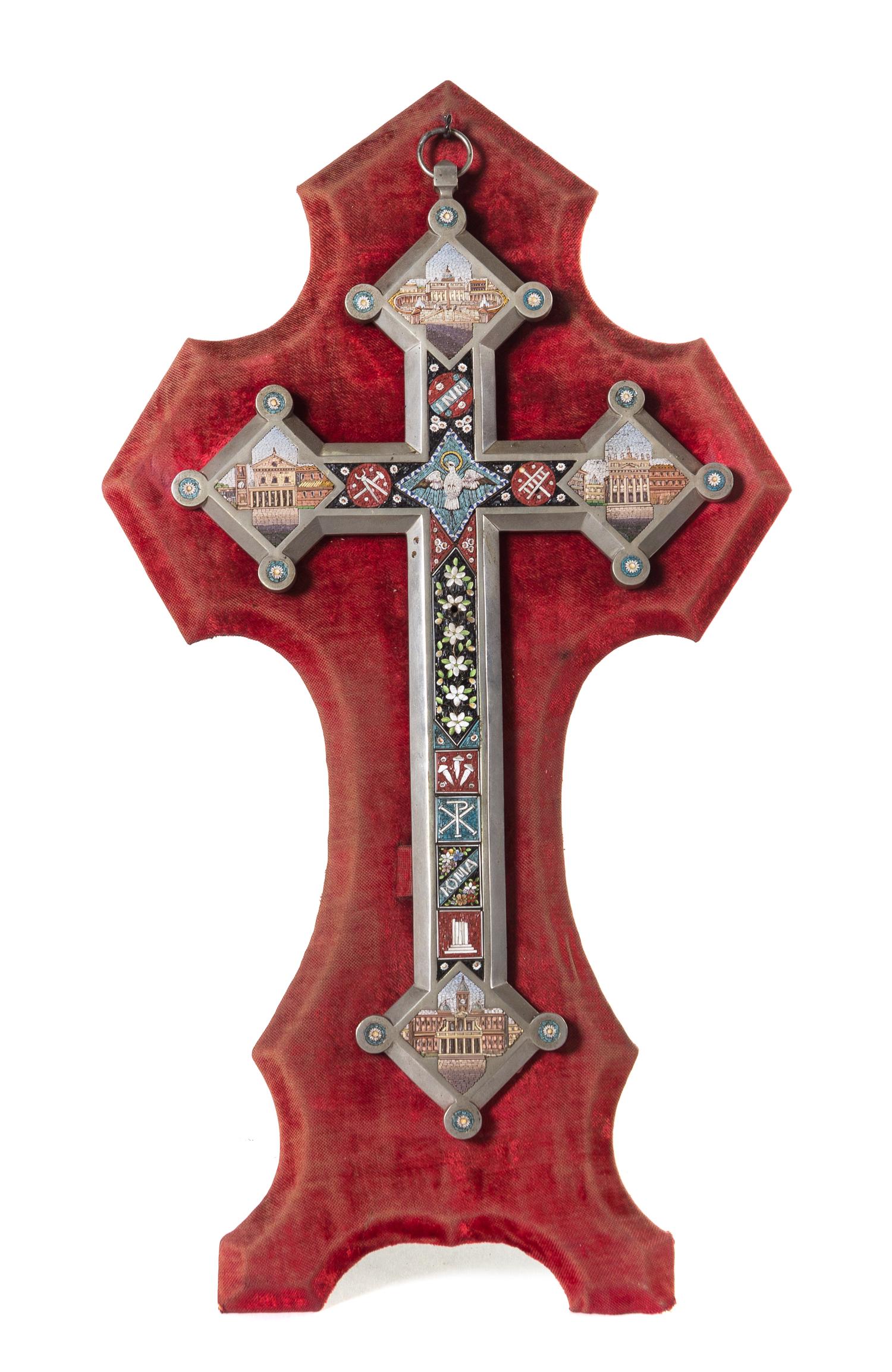 A Continental Micromosaic Cross Height 18 x width 9 1/2 inches. — 19TH CENTURY