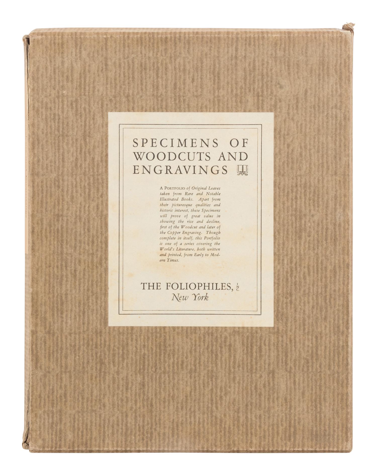 [LEAF BOOK - THE FOLIOPHILES]. Specimens of Woodcuts and Engravings. New York: The Foliophiles, 1926.