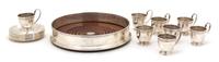 A Group of Eight American Silver Demitasse Cup Holders and Undertrays, Gorham, Providence, RI., 20th Century, together with a serving t