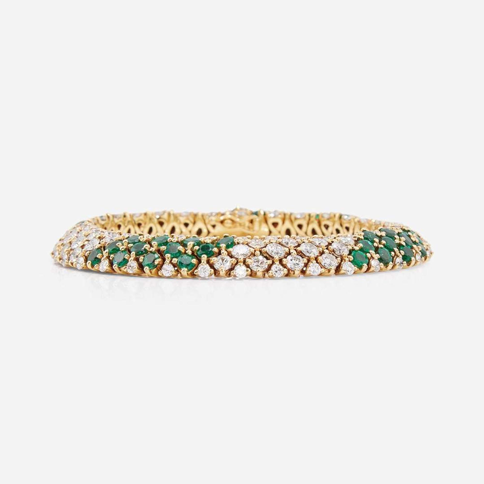 An 18K Craig Drake Emerald and Diamond Bracelet Craig Drake
