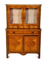 A Diminutive Northern Italian Walnut Marquetry Secretary Bookcase — 19TH CENTURY