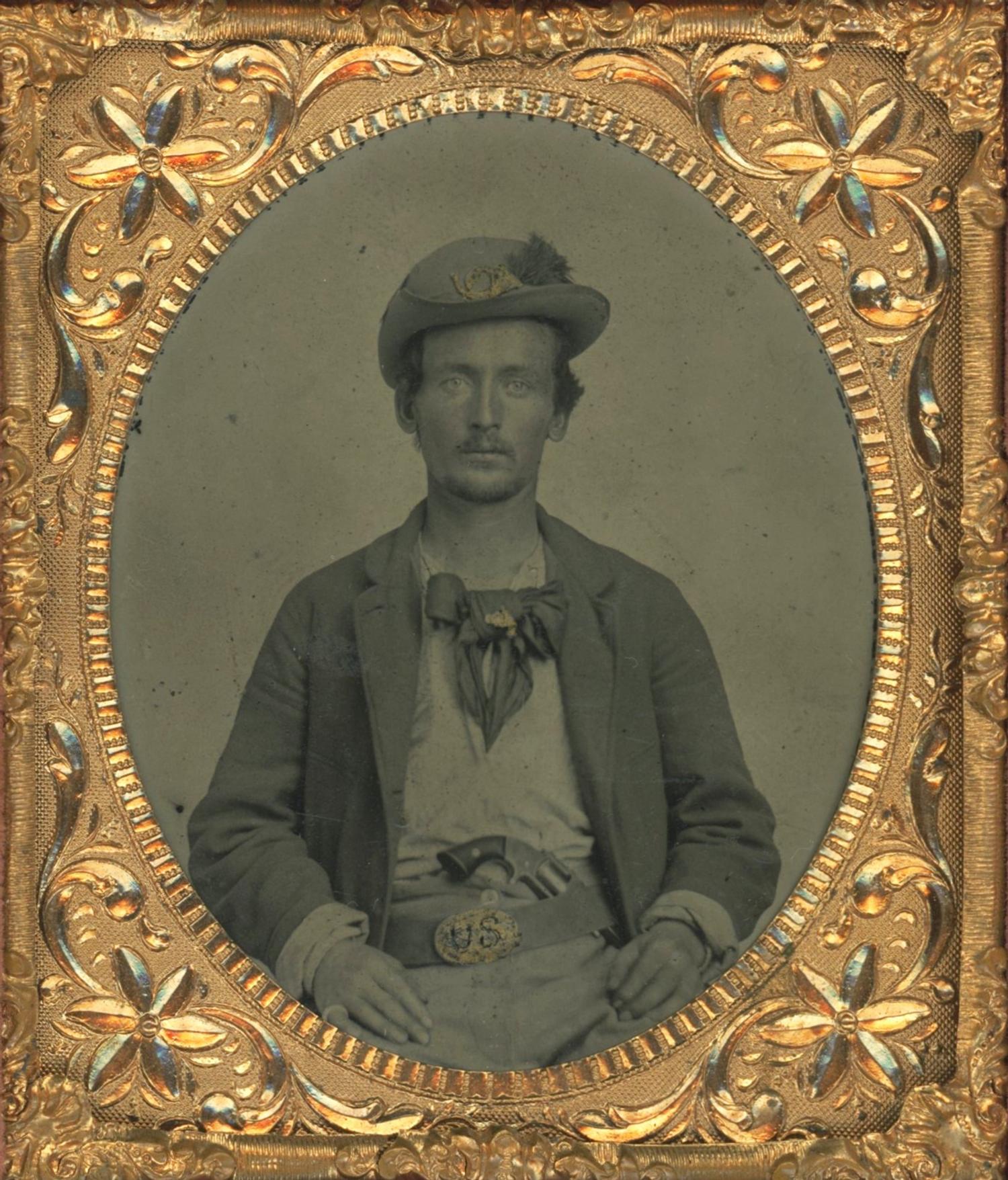 [Tintype] Union Private with .32-Caliber Revolver