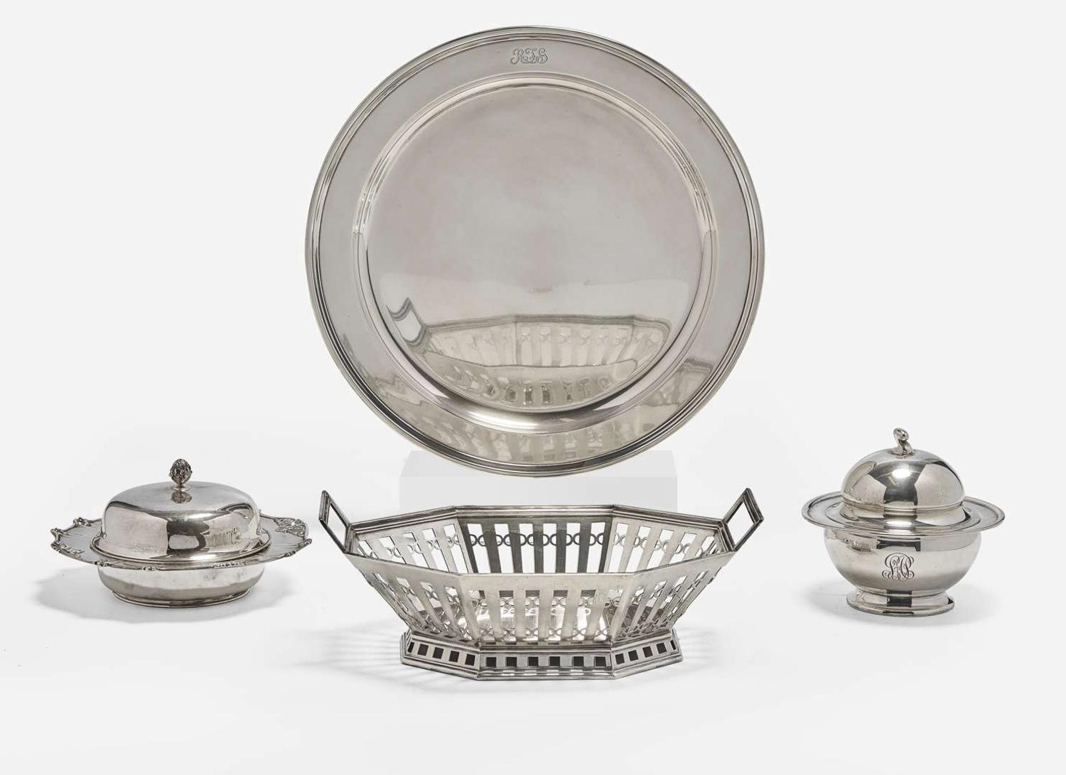 An assembled group of four sterling silver tablewares, Tiffany & Co., New York, NY, various dates ranging 1892-1947