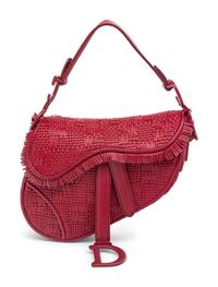 CHRISTIAN DIOR WOVEN LEATHER MINI SADDLE BAG