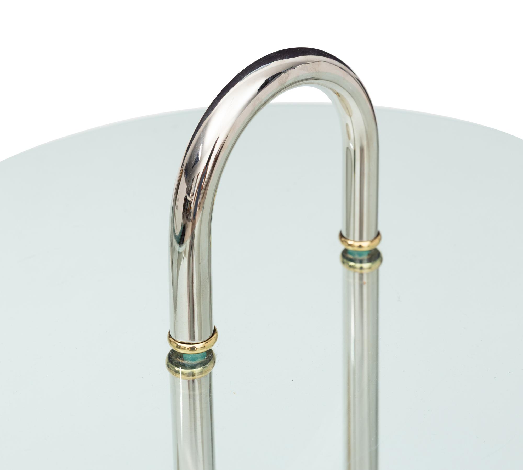 An Italian Travertine, Chrome, and Glass-Top Side Table