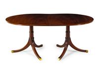 A Regency Style Figured Mahogany Two-Pedestal Dining Table