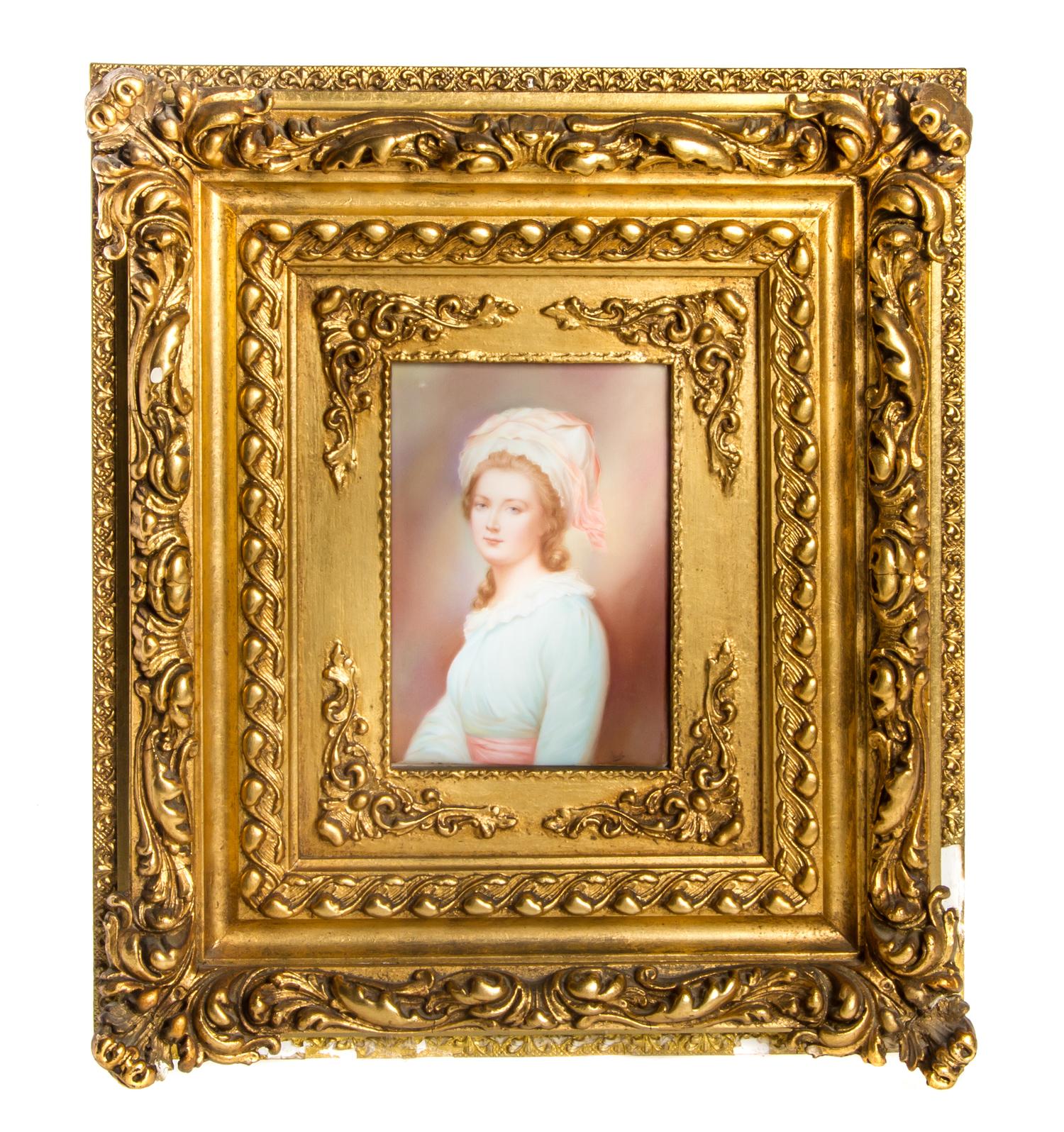 A German Porcelain Plaque, Height 7 x width 4 3/4 inches.