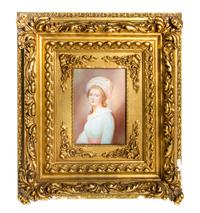 A German Porcelain Plaque, Height 7 x width 4 3/4 inches.