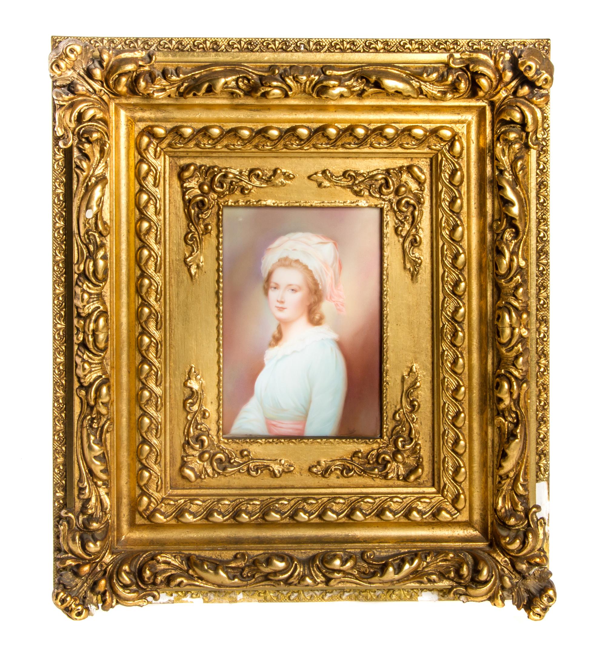 A German Porcelain Plaque, Height 7 x width 4 3/4 inches.