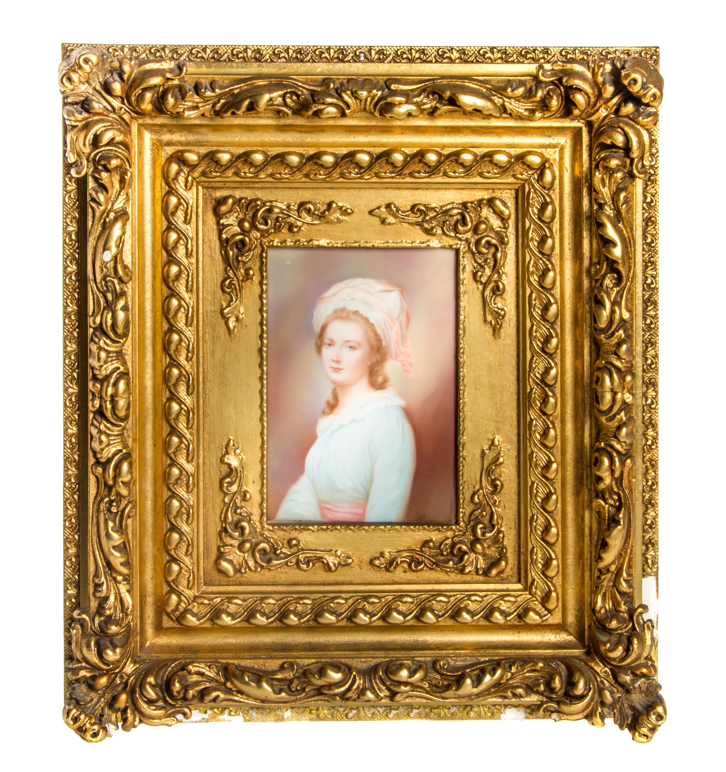 A German Porcelain Plaque, Height 7 x width 4 3/4 inches.