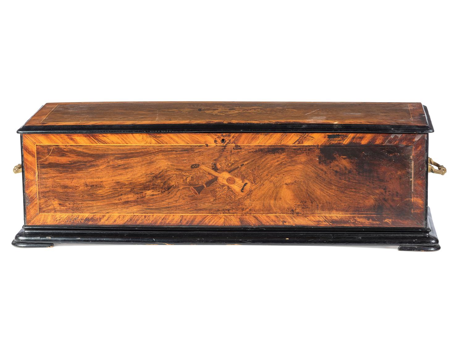 A Swiss Inlaid Longue March Sublime Harmonie Cylinder Music Box