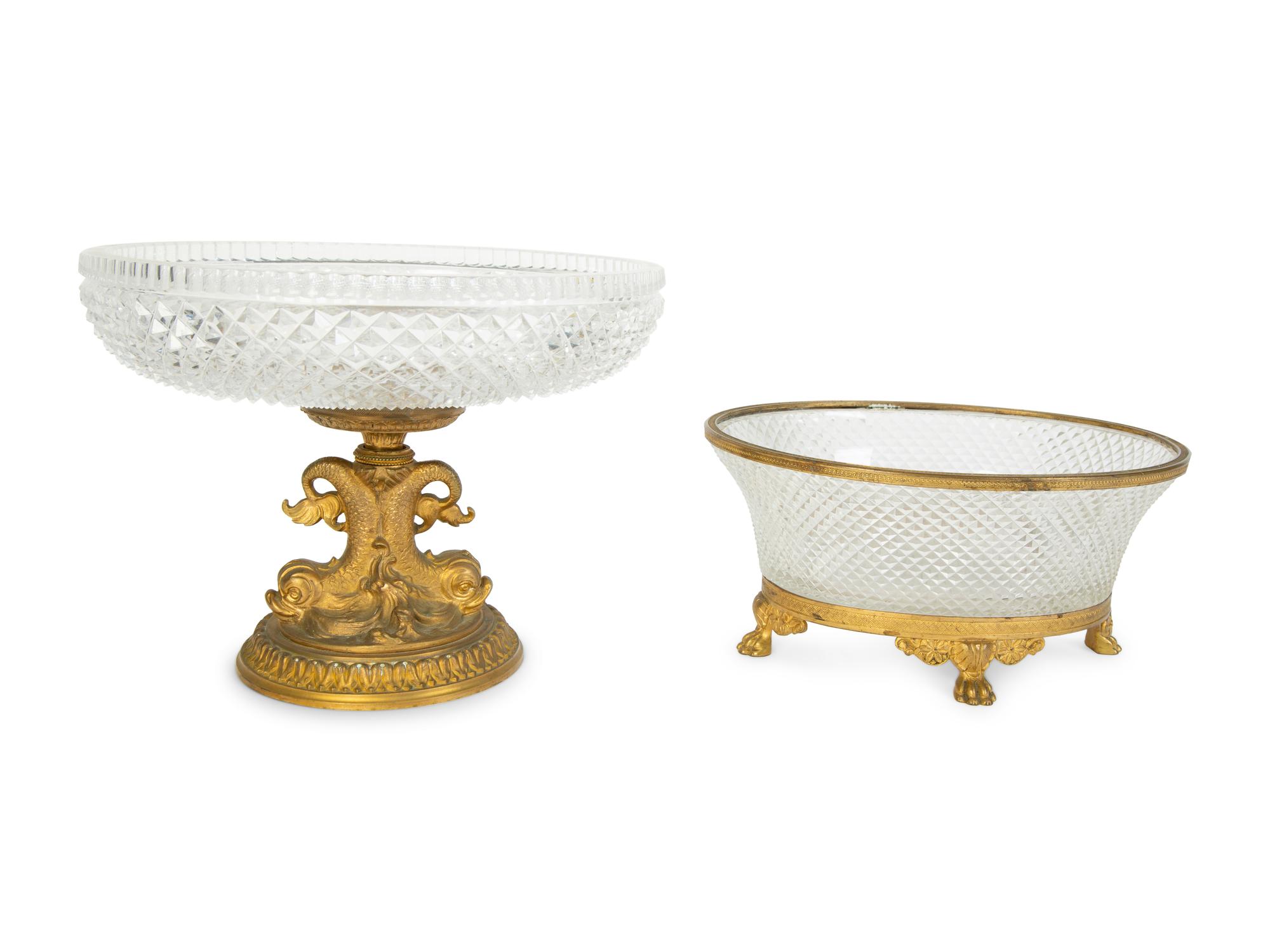 Two French Cut Crystal and Gilt Bronze Mounted Bowls — EARLY 20TH CENTURY