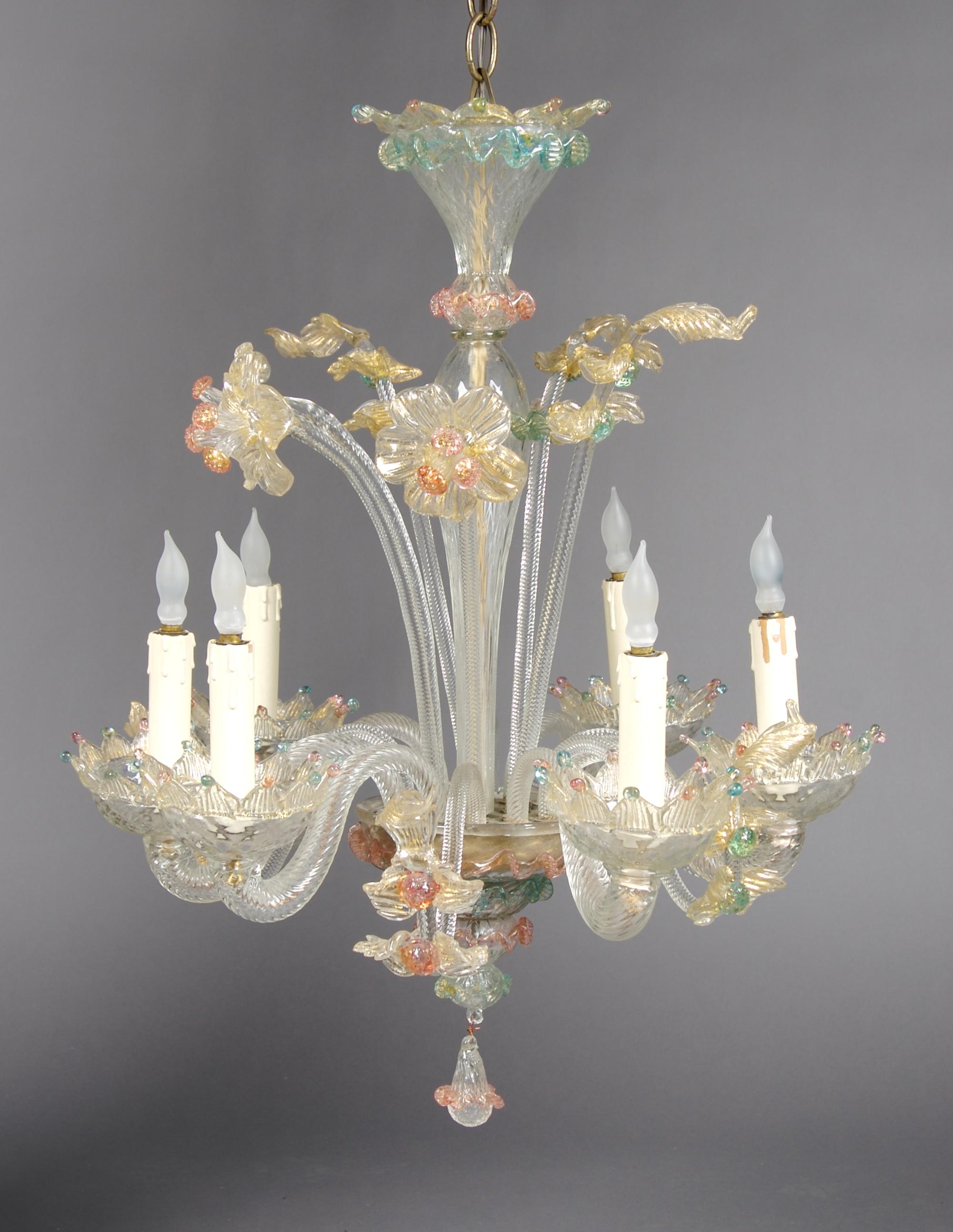 A Italian Murano Glass Chandelier, Height 26 inches.