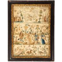 An English Silkwork Embroidered Figural Scene