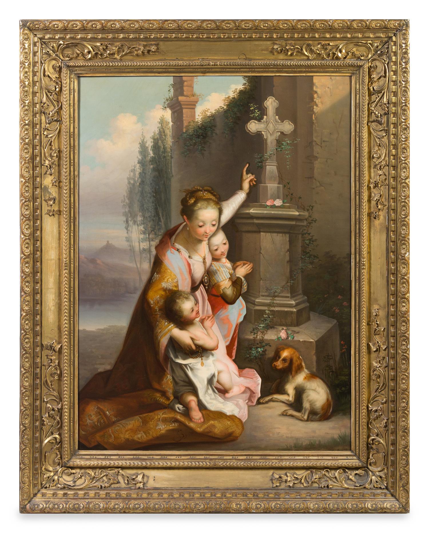 After Federico Barocci, (Italian, 19th Century), Mother with Two Children and Dog