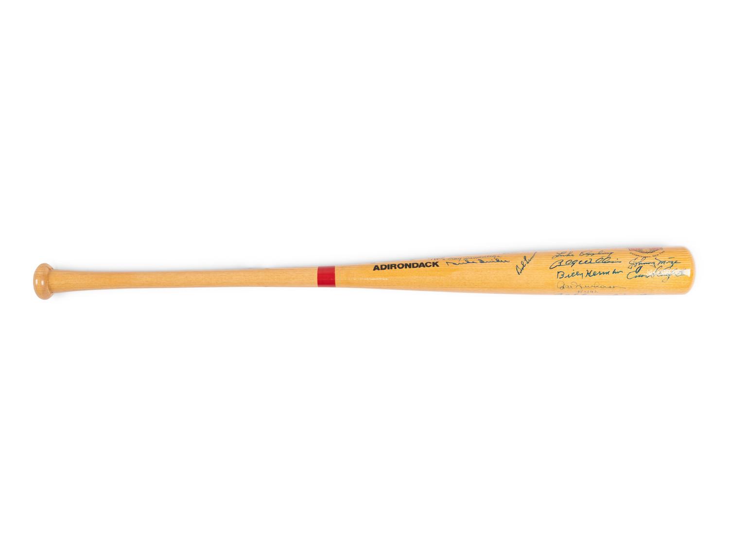 A National Baseball Hall of Fame 50th Anniversary Signed Autograph Bat (23 Signatures, Beckett Authentication Services Letter BAS Certified)