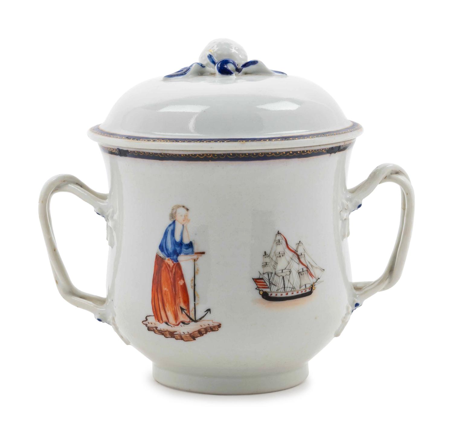 A Chinese Export Porcelain Covered Sugar