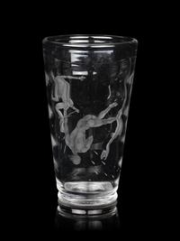 A Vicke Lindstrand for Orrefors Pearl Divers Etched Glass Vase