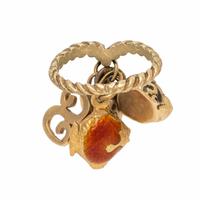 Yellow Gold and Enamel Charm Ring