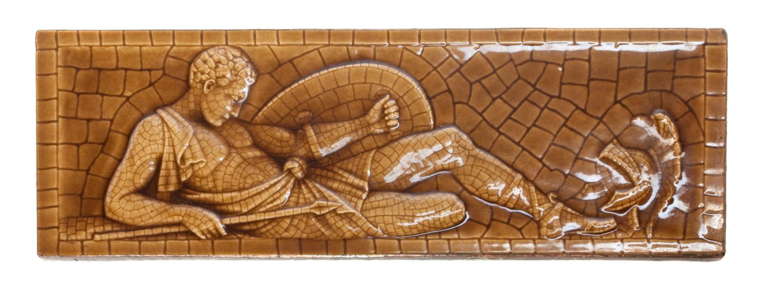 A Collection of Three Pottery Tiles Height of tallest 18 1/4 inches.