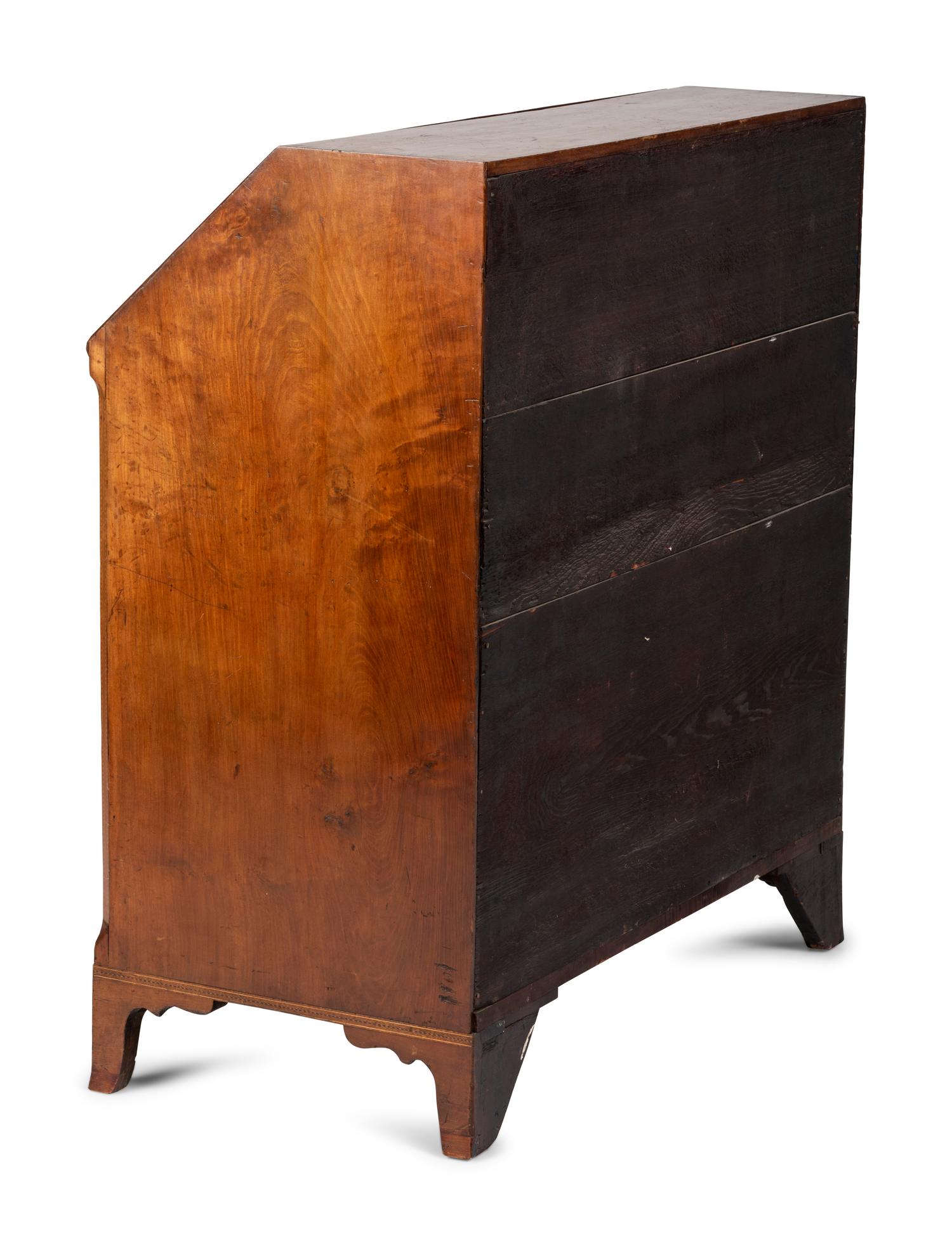A Federal Barber Pole Inlaid Cherrywood Slant Front Desk