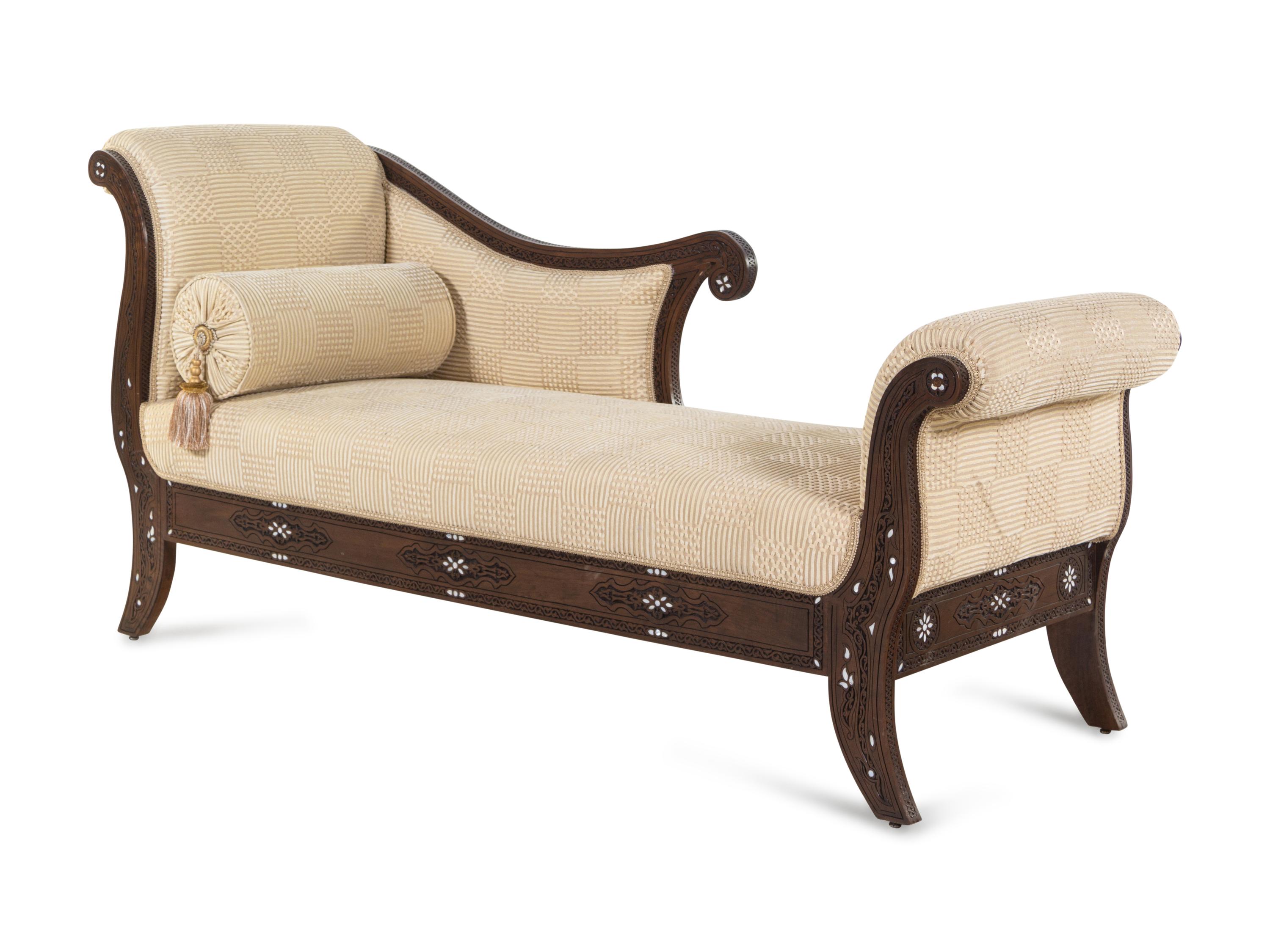 A Syrian Mother-of-Pearl Inlaid Walnut Daybed