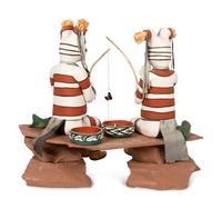 Koshare Fishers, two figures with fish and watermelon bowls