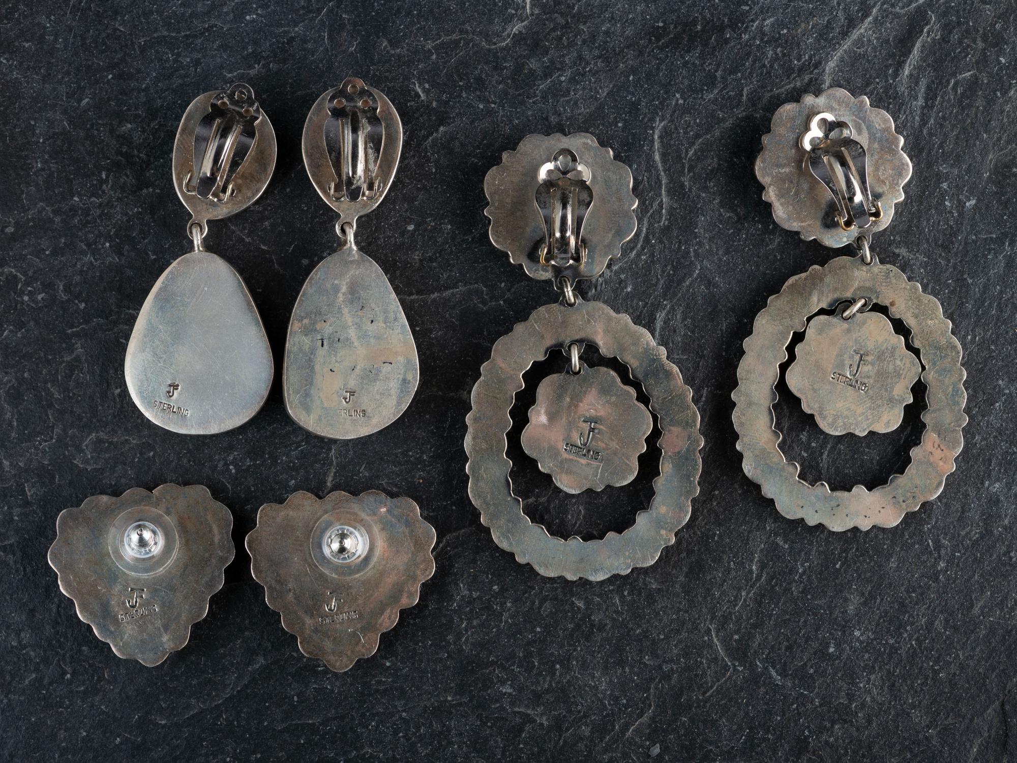 Group of Sterling Silver and High-Grade Turquoise Earrings
