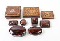 A Group of Nine Small Decorative Boxes Width of widest 4 1/4 inches.