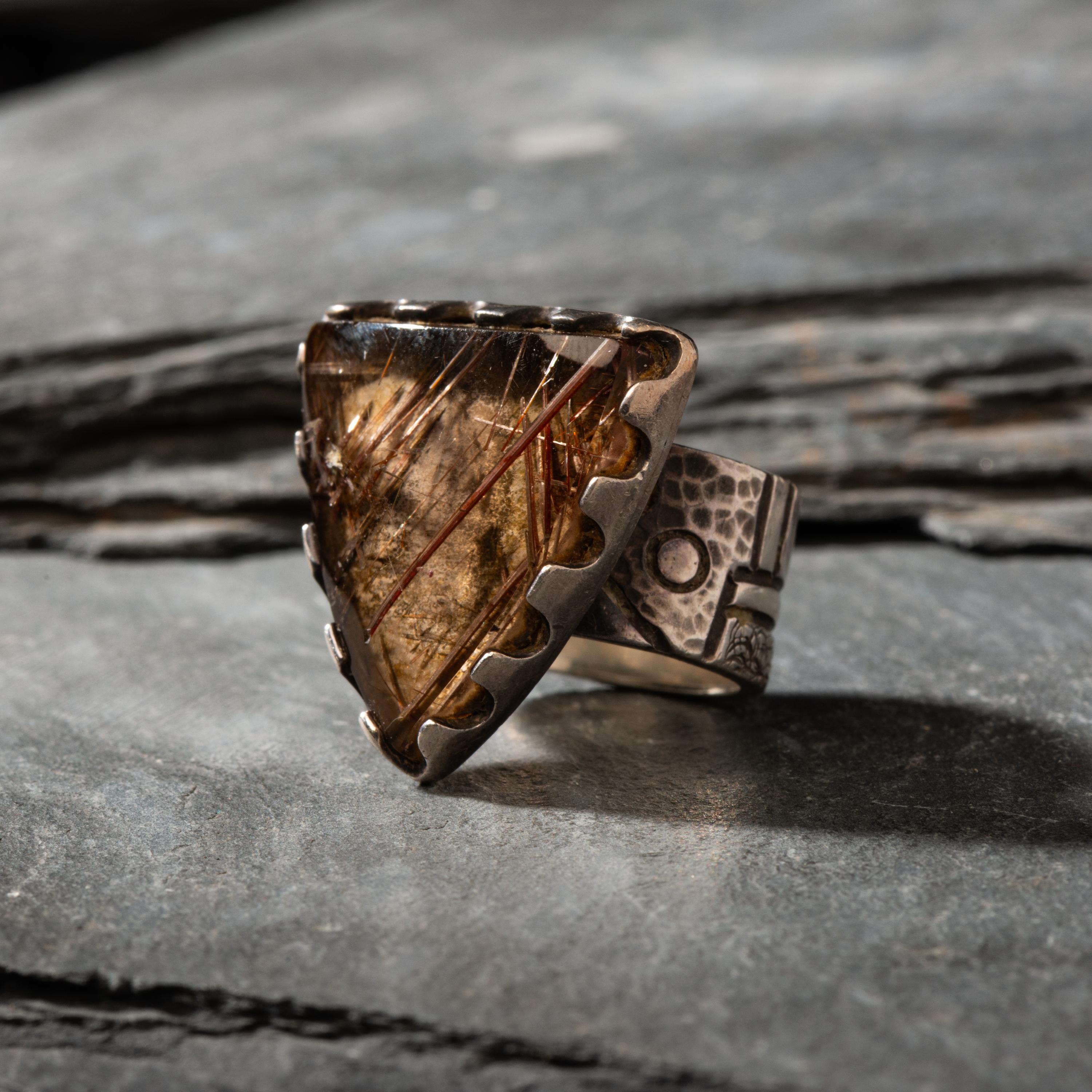 Jared Chavez (San Felipe, b. 1976) — Silver and Tourmalated Quartz Ring