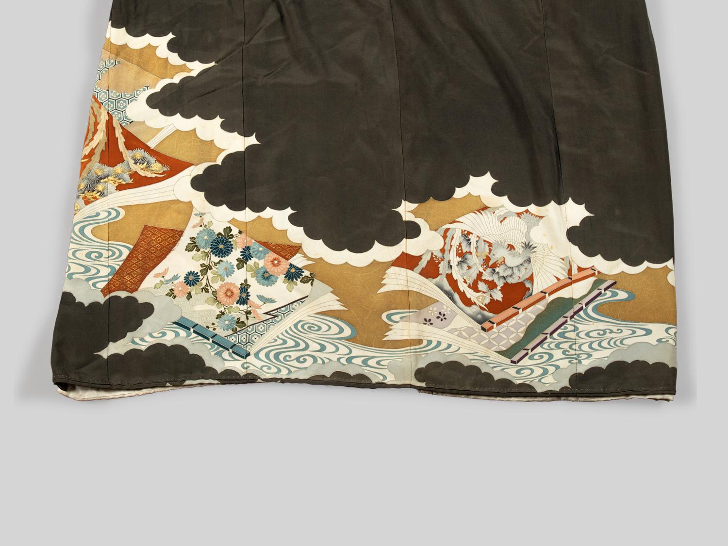 Three Japanese Silk Kimono and One Japanese Silk Priest Robe