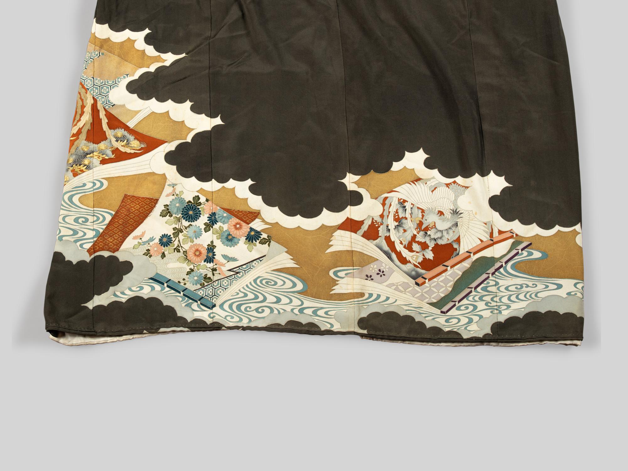 Three Japanese Silk Kimono and One Japanese Silk Priest Robe