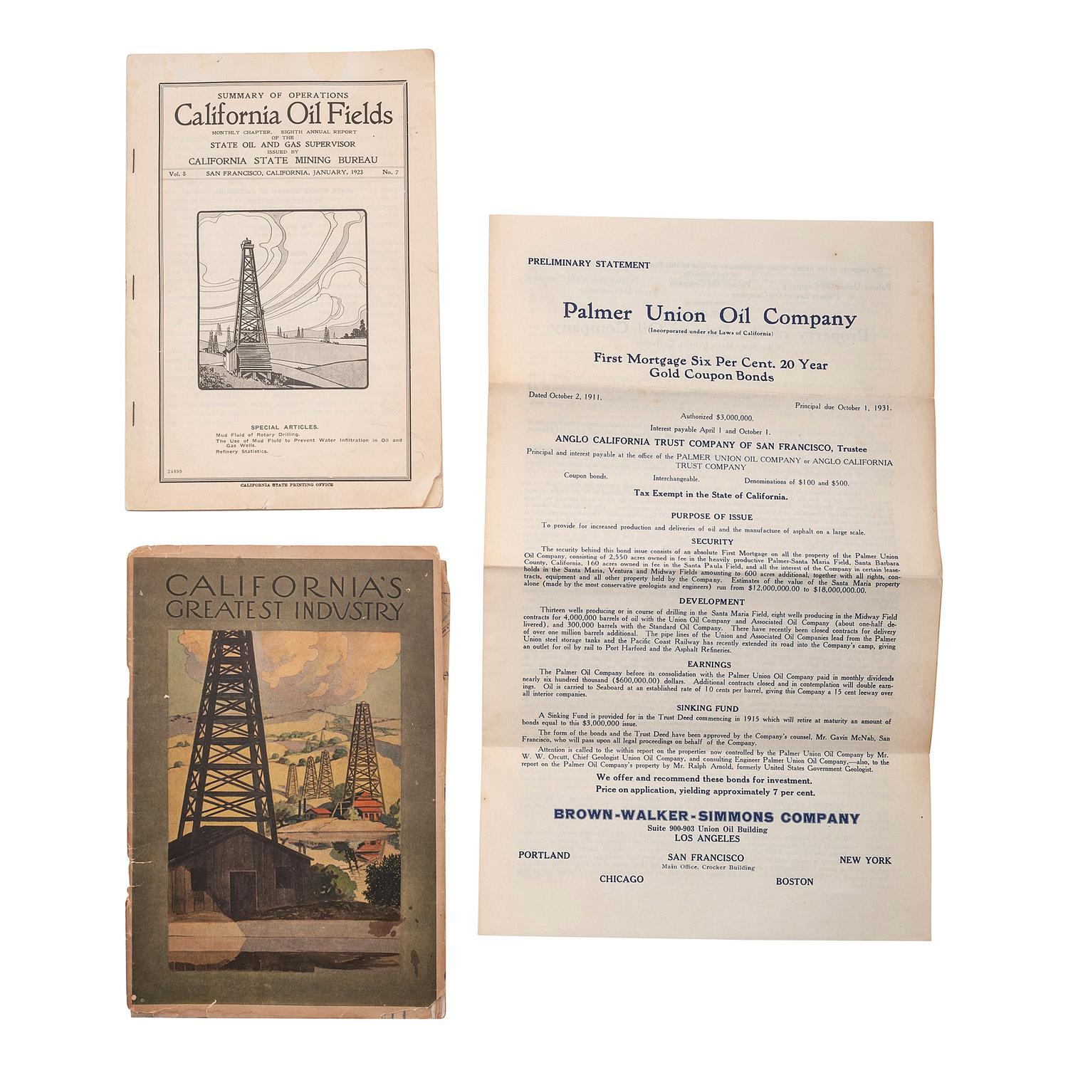 [OIL - CALIFORNIA]. Stereoviews and ephemera related to the early oil industry, especially in California, comprising:
