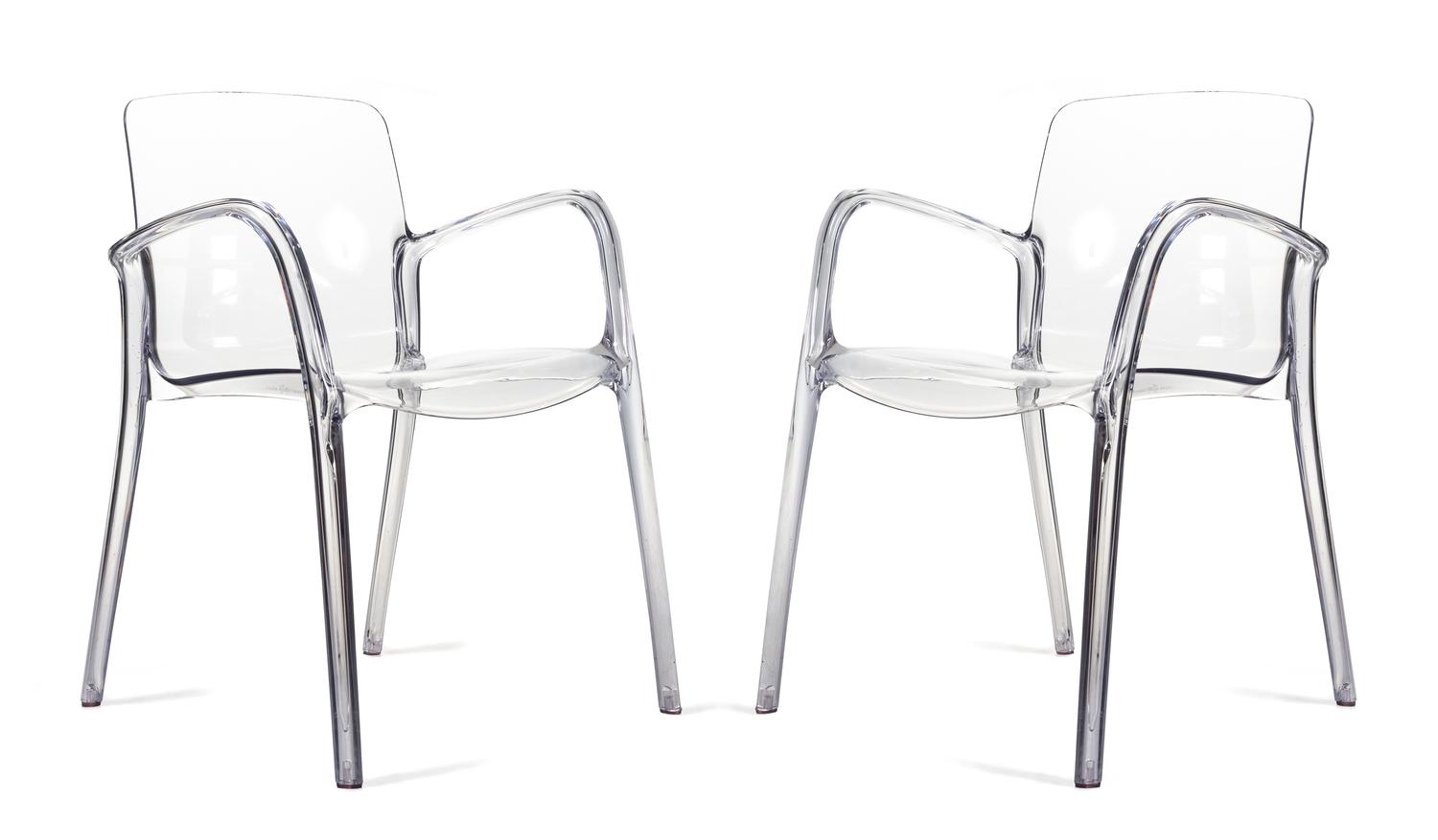 A Pair of Clear Plexiglass Arm Chairs