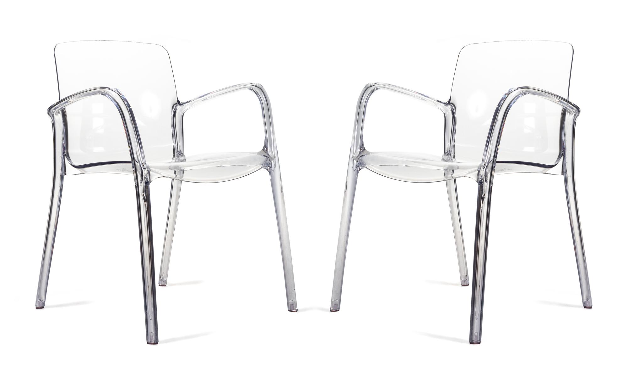 A Pair of Clear Plexiglass Arm Chairs