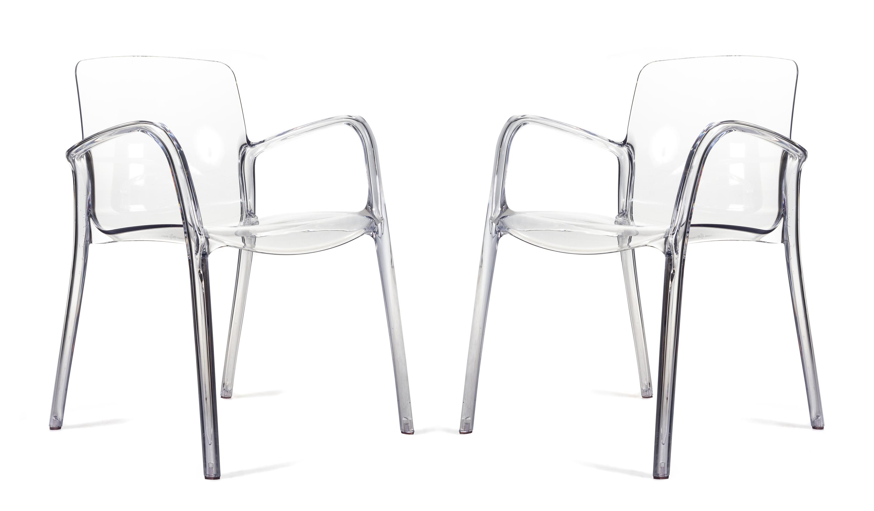 A Pair of Clear Plexiglass Arm Chairs