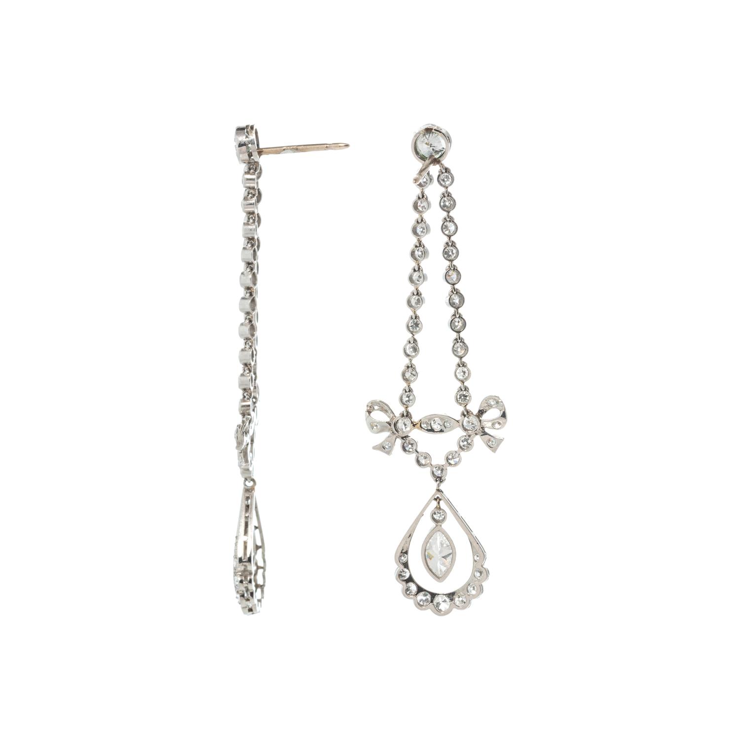 EDWARDIAN, DIAMOND CHANDELIER EARRINGS