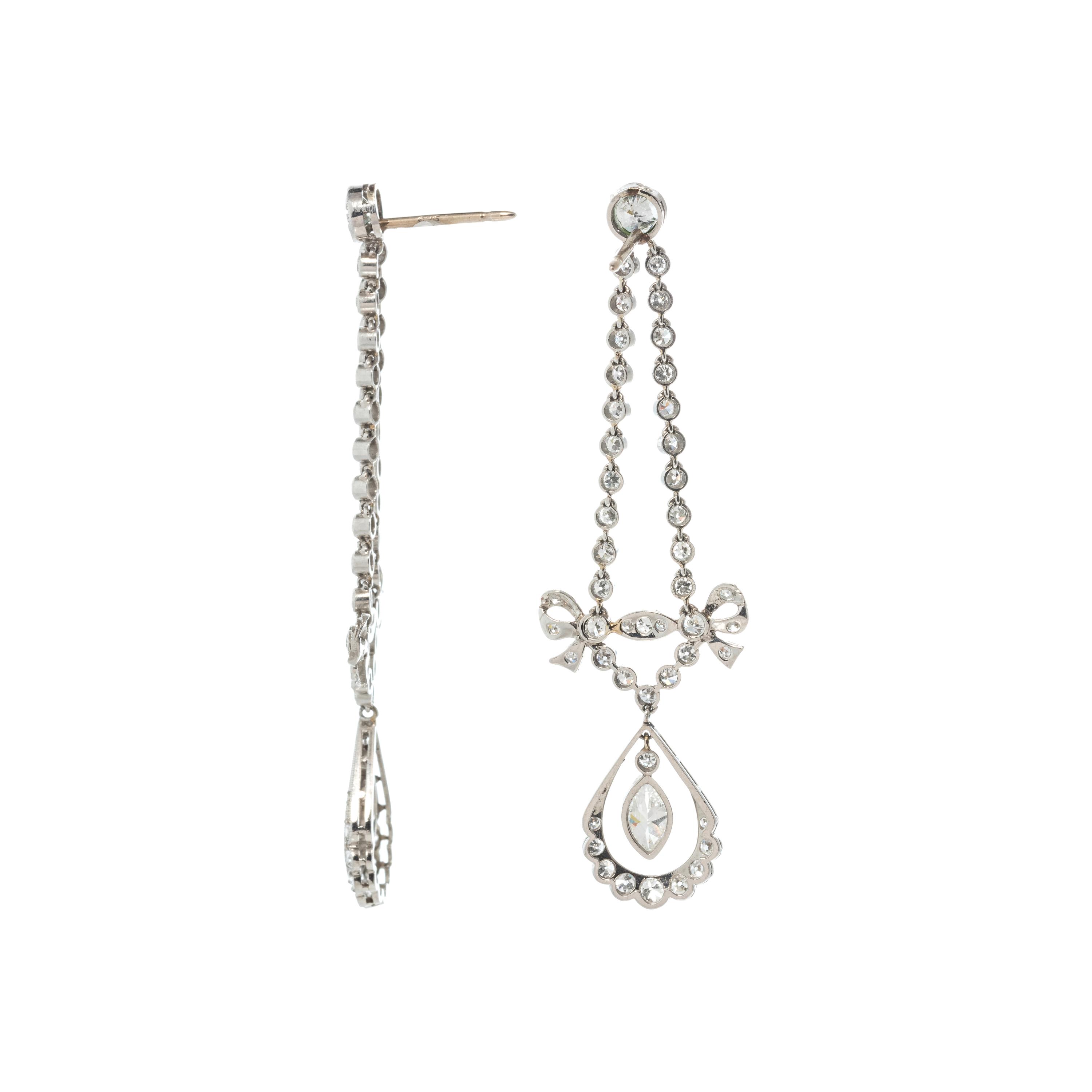 EDWARDIAN, DIAMOND CHANDELIER EARRINGS