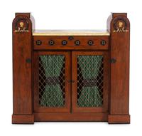 An Unusual Regency Gilt Bronze Mounted and Parcel Ebonized Rosewood Side Cabinet