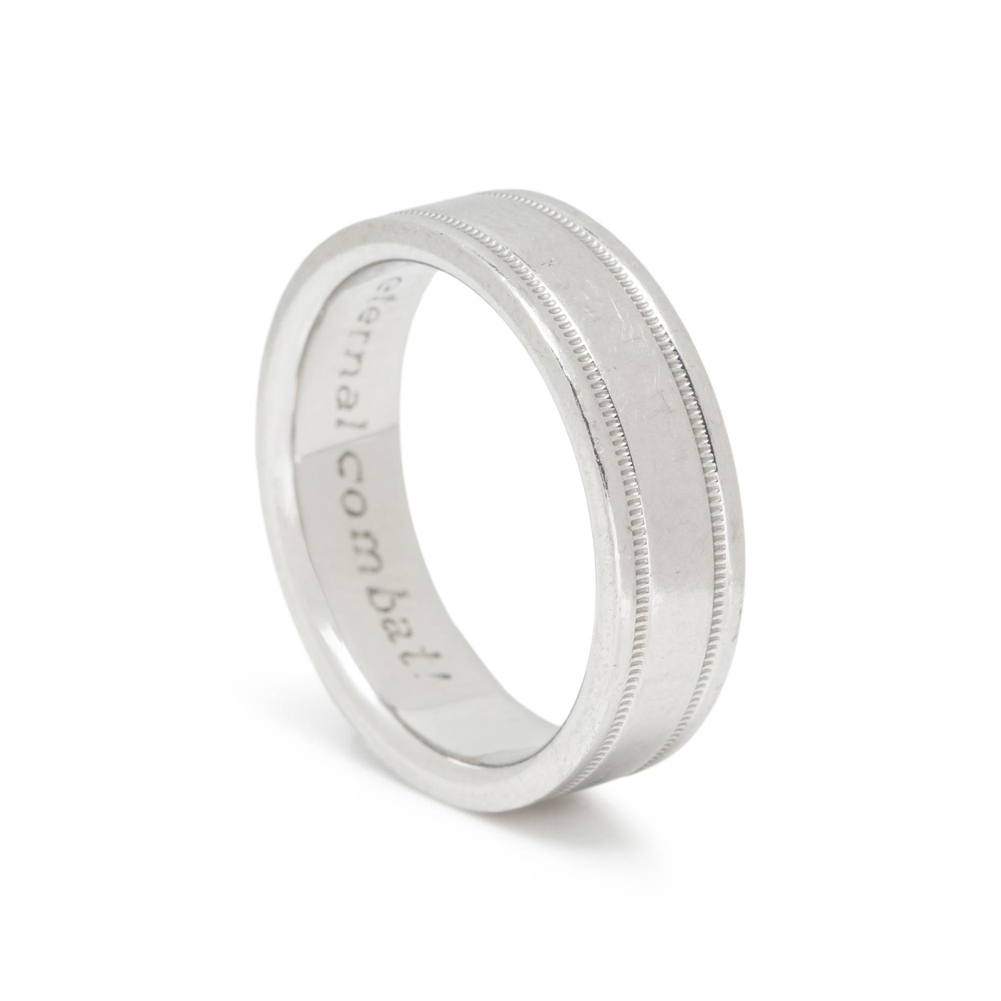 TIFFANY & CO., PLATINUM 'DOUBLE MILLEGRAIN BAND' RING