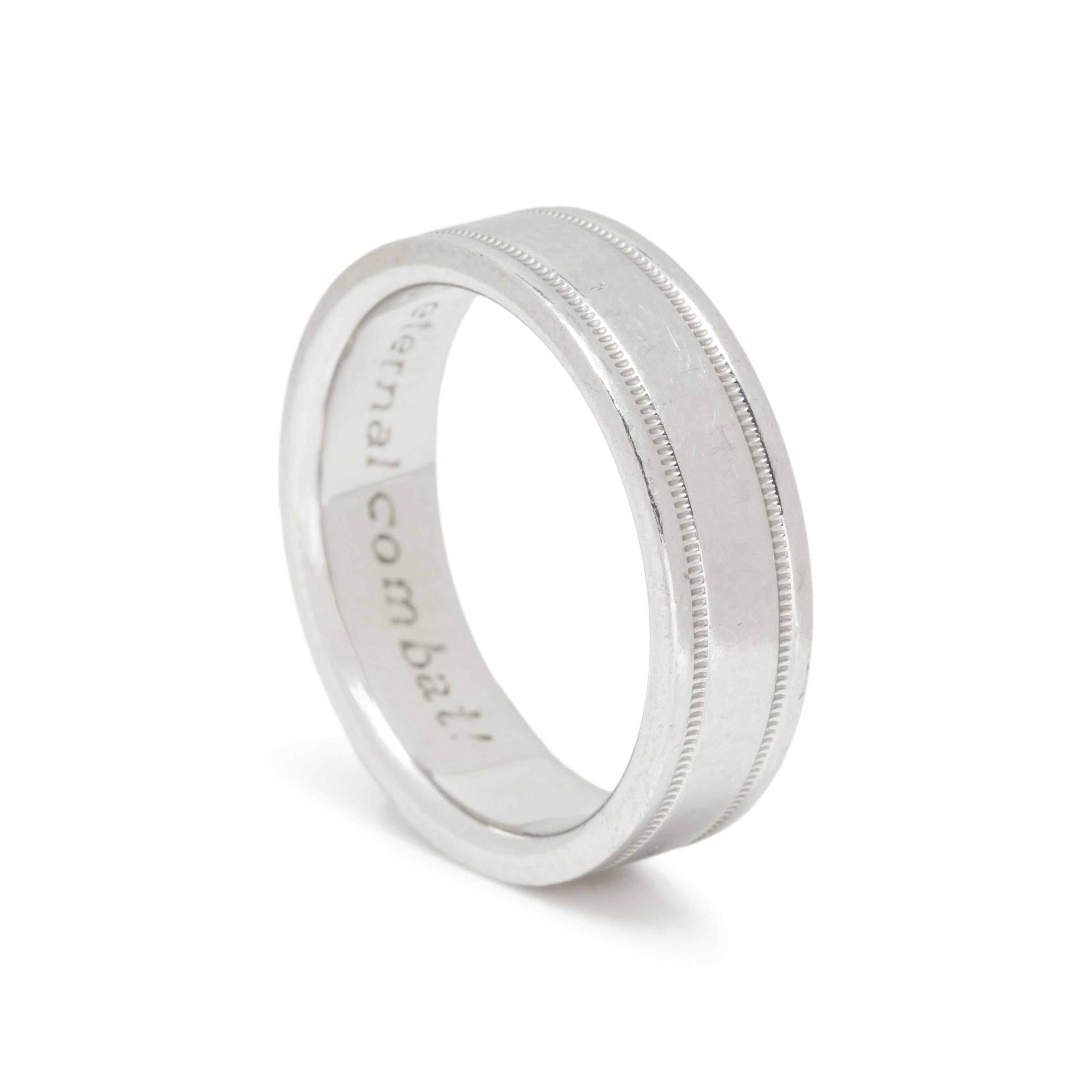 TIFFANY & CO., PLATINUM 'DOUBLE MILLEGRAIN BAND' RING
