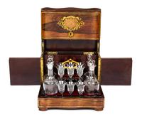 A Napoleon III Brass Inlaid Rosewood Cave a Liqueur Width 12 1/4 inches. — 19TH CENTURY