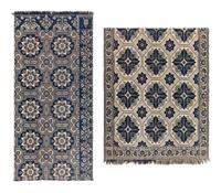 Two Jacquard Woven Cotton and Wool Coverlets