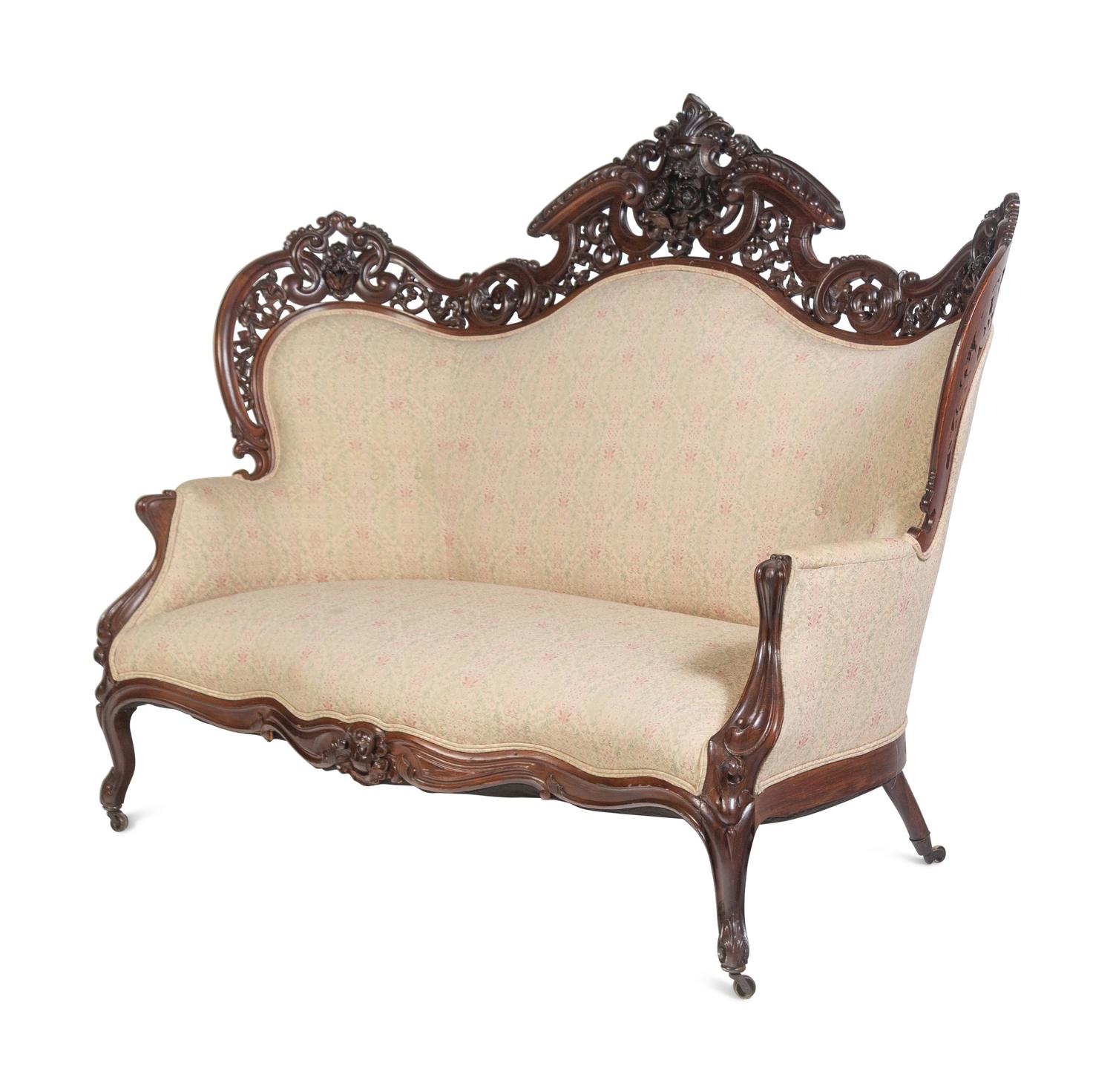 A Joseph Meeks and Sons Carved Rosewood Sofa