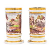 A Pair of English Porcelain Spill Vases