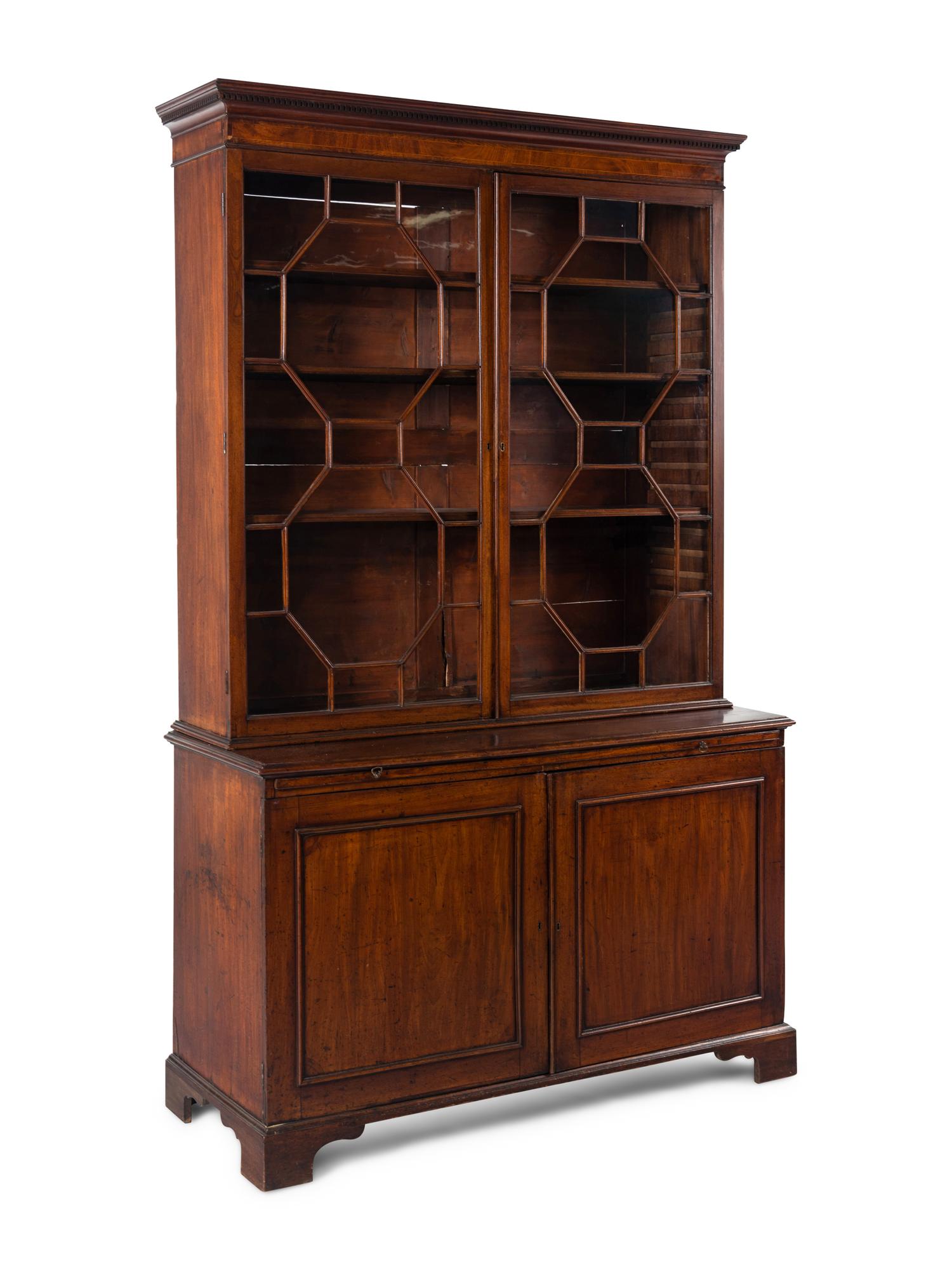 A George III Mahogany Step-Back Bookcase