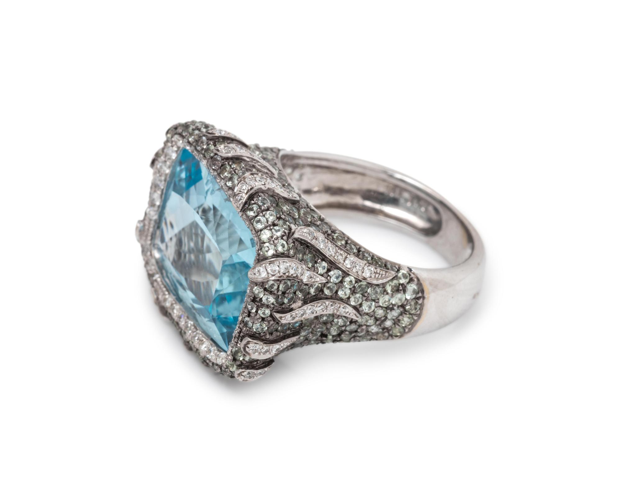 BLUE TOPAZ AND DIAMOND RING
