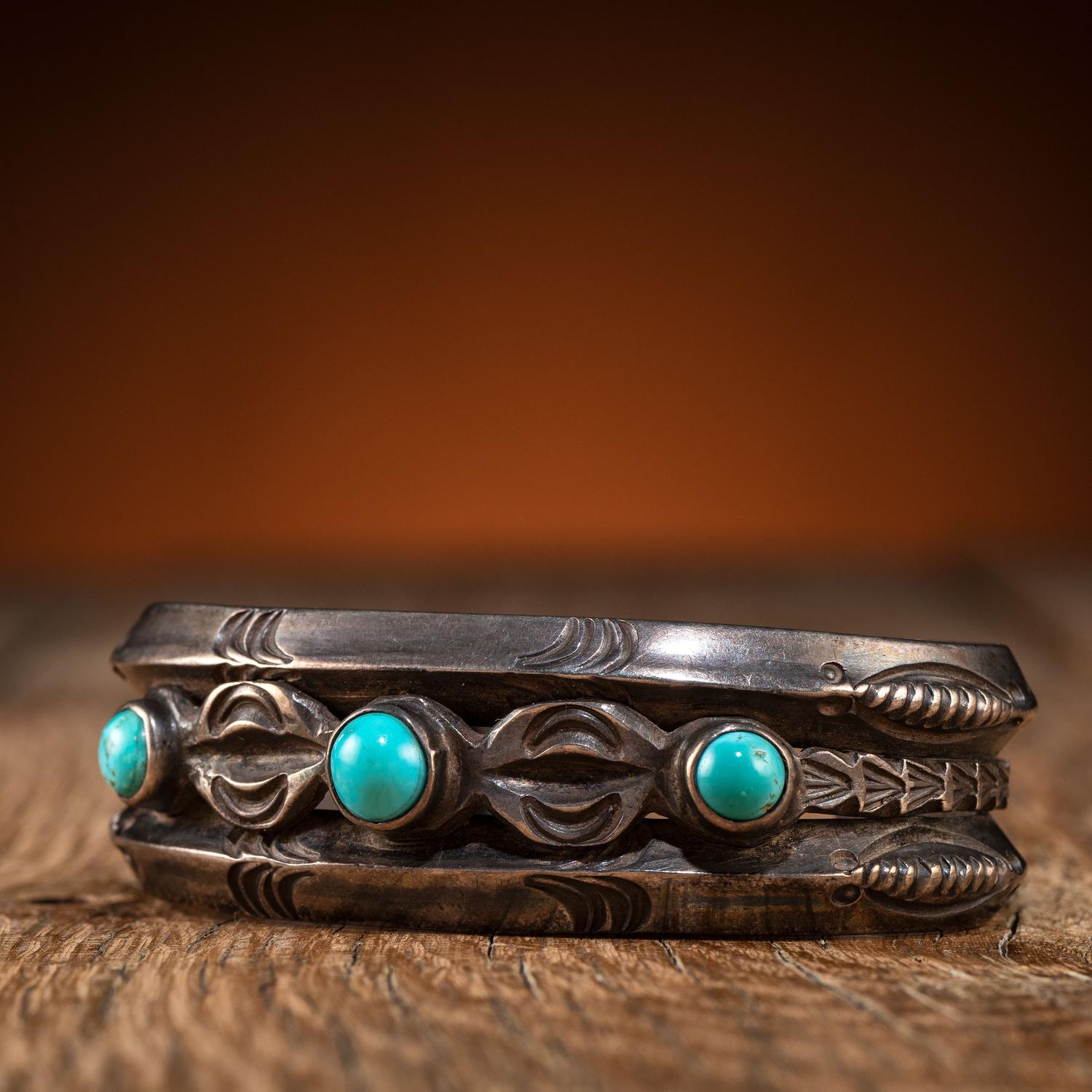 Navajo Silver and Turquoise Cuff Bracelet
