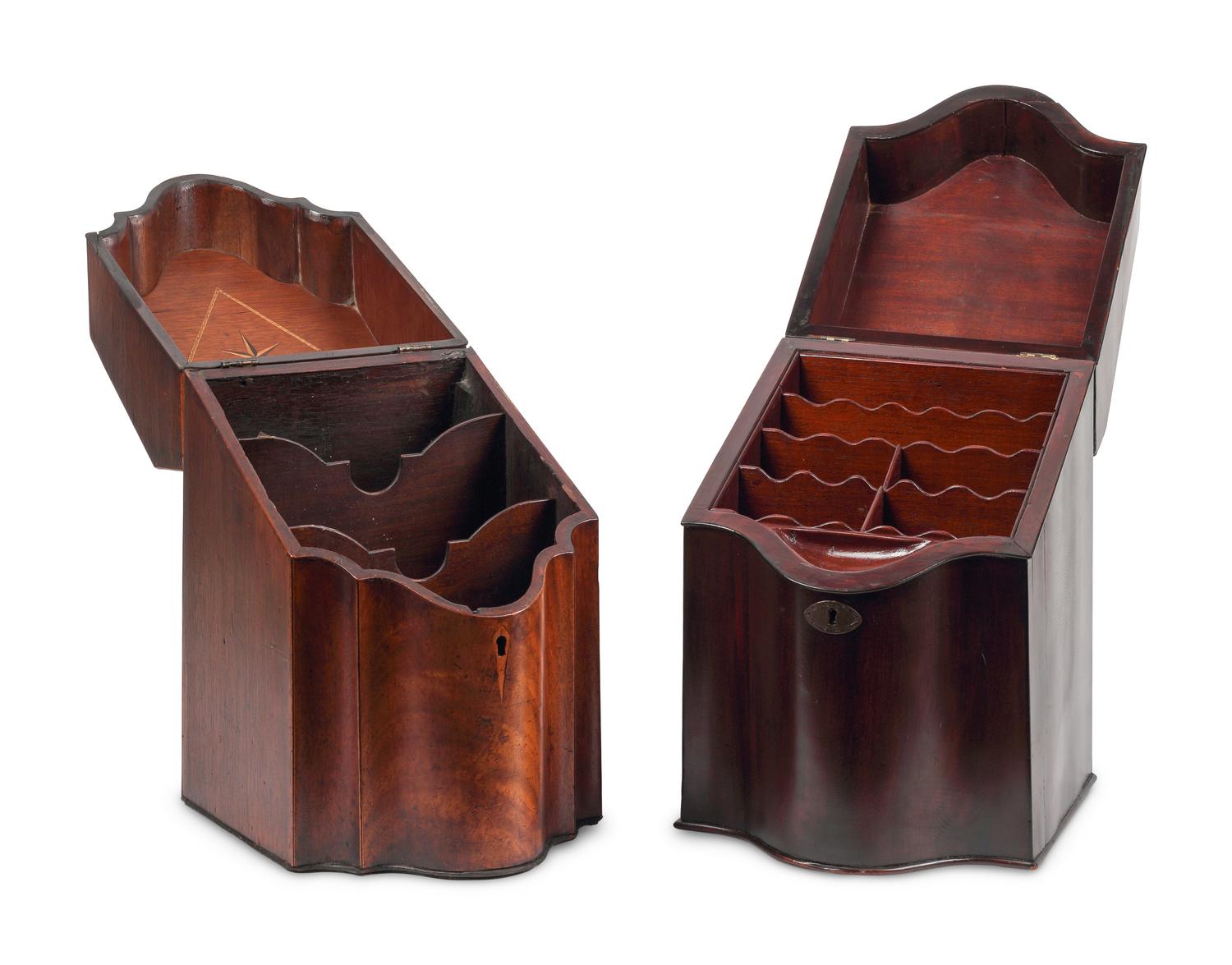A Pair of English Mahogany Cutlery Boxes